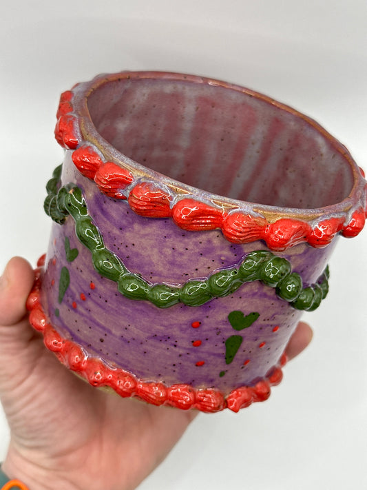 Large Ceramic Cake Decorated Pot